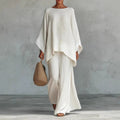 Relaxed Draped Top & Wide-Leg Pants Set
